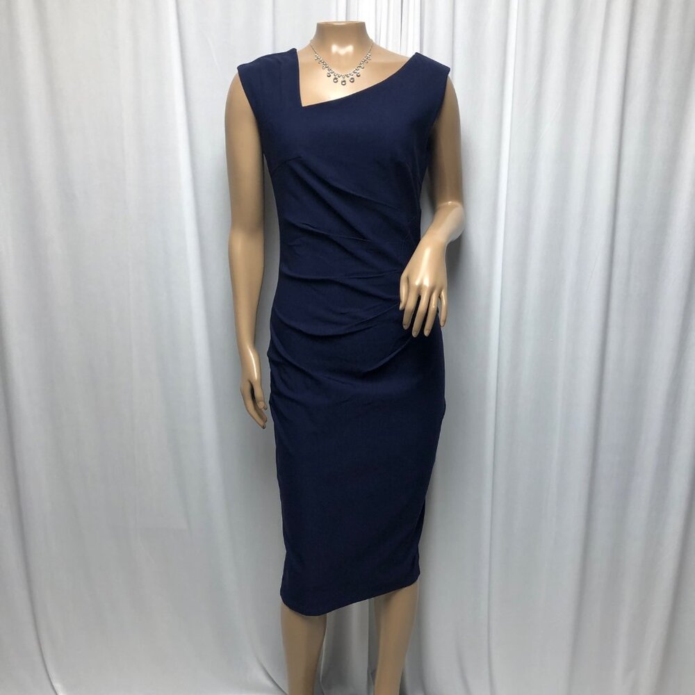 Muxxn Dress Womens Size Medium Navy Retro 1950s Style Sleeveless Pencil NEW